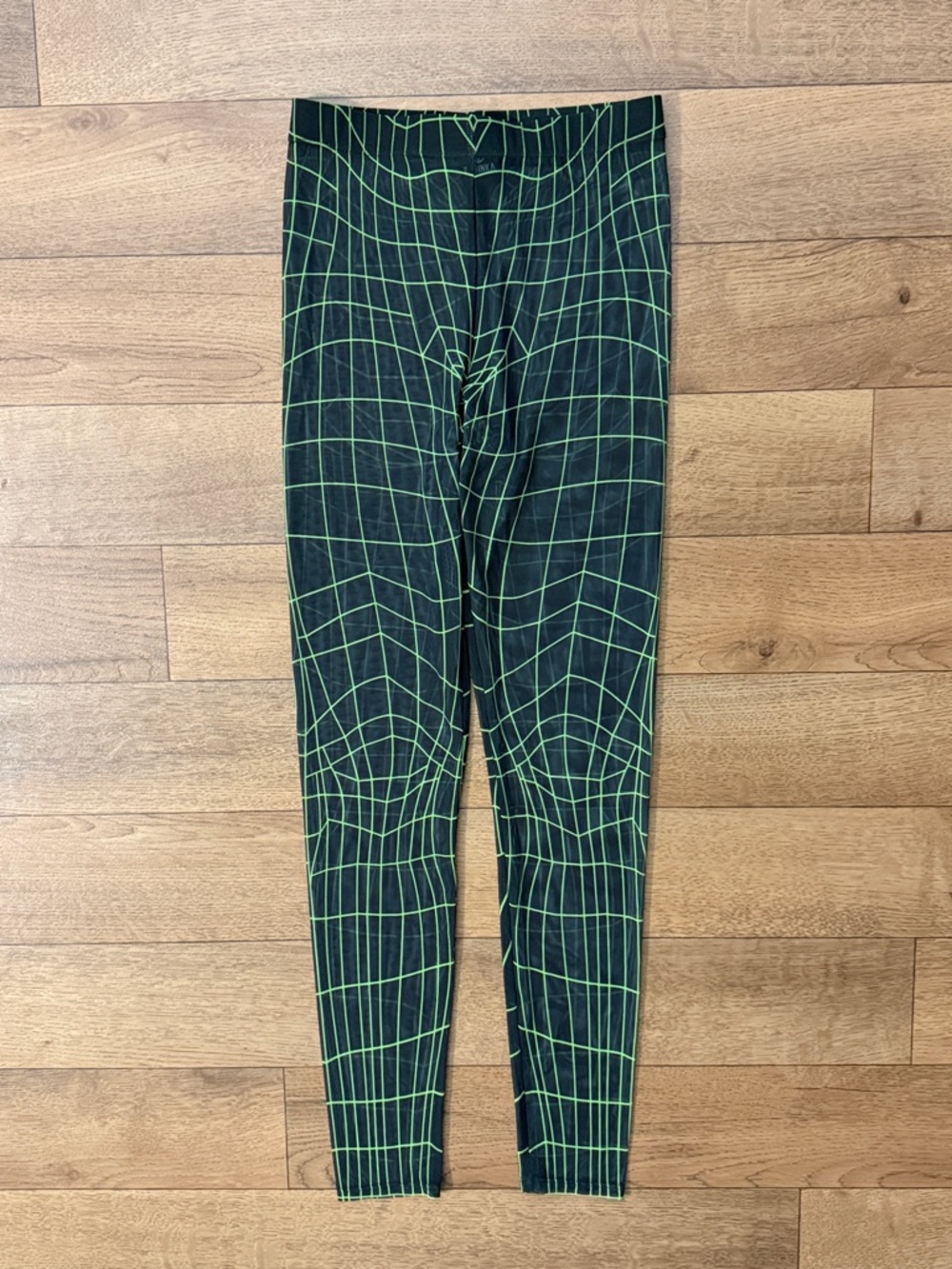 Badinka Size Small Micro Mesh Black & Green Leggings Rave Party Festival Trashy